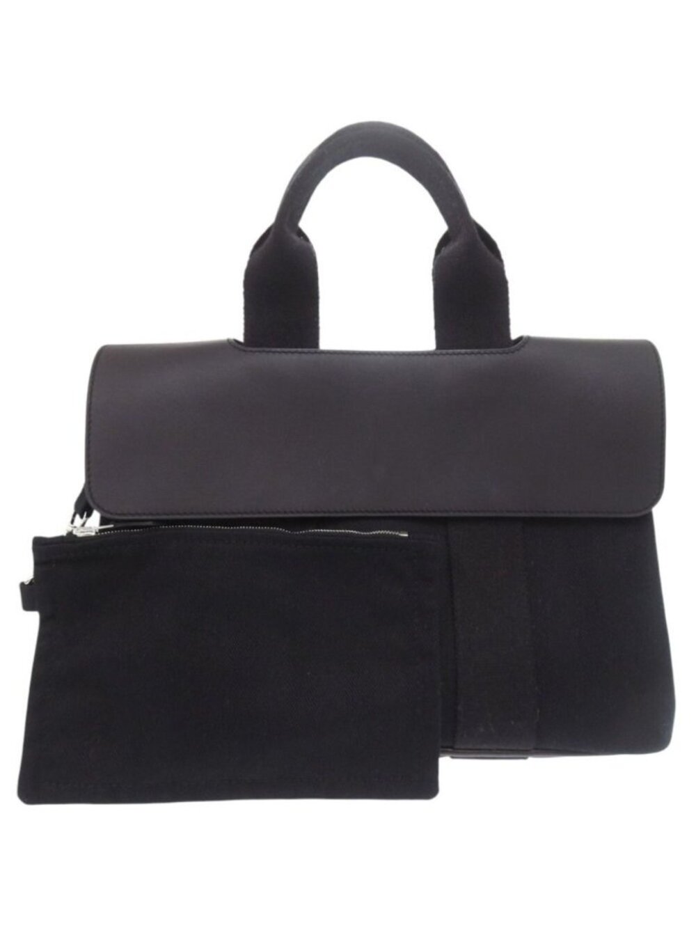 Hermes Valparaiso PM Toile Chevron Leather Black Handbag